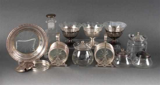 Appraisal: Assortment of American sterling-mounted glass table articles by various makers