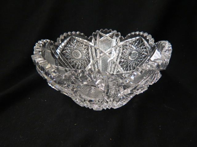 Appraisal: Cut Glass Bowl brilliant period hobstar fancy cross hatching diameter