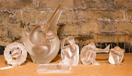 Appraisal: Sale Lot A Group of Five Lalique Frosted Glass Articles