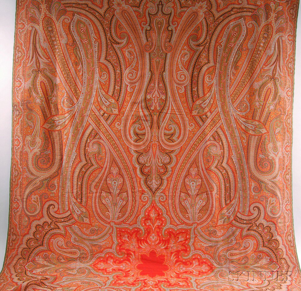 Appraisal: Red and Green Wool Paisley Shawl th century Estimate -