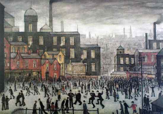 Appraisal: Laurence Stephen Lowry - collotype 'Our Town' signed in pencil