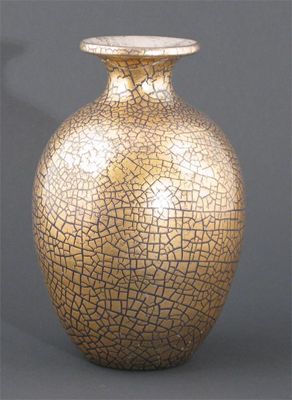 Appraisal: A Sunflower Pottery Gold Crackled glaze vase by Sir Edmund