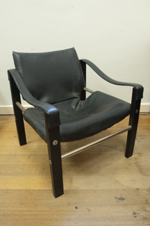 Appraisal: ARKANA BLACK VINYL ARM CHAIR