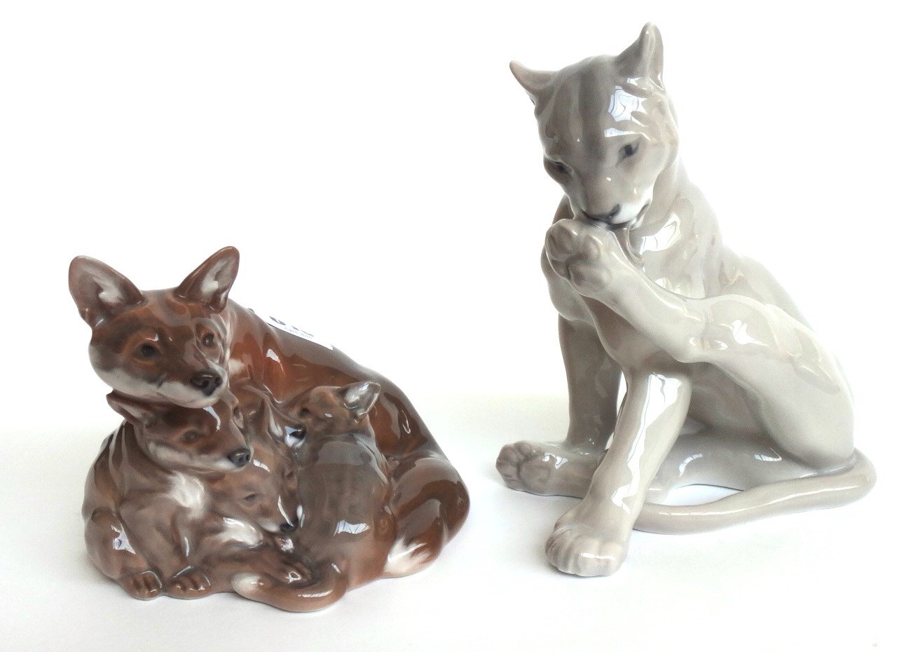 Appraisal: A Royal Copenhagen porcelain fox and cubs model No and