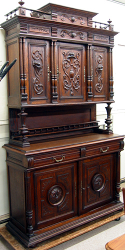 Appraisal: HIGHLY CARVED OAK COURT CUPBOARD French late th early th