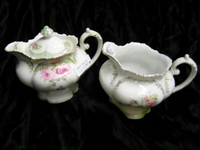 Appraisal: R S Prussia Porcelain Creamer Covered Pitcher rose decor