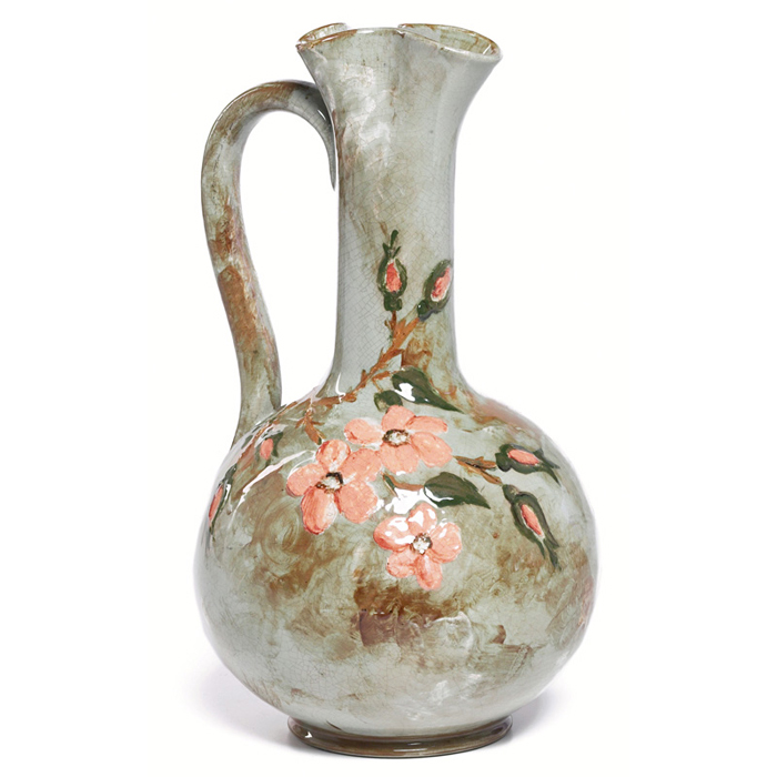 Appraisal: Rookwood ewer early limoges glaze with painted butterflies and flowers