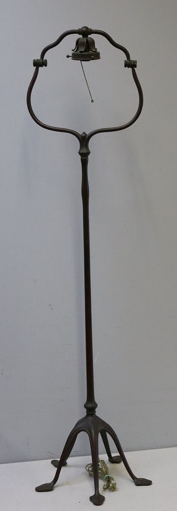 Appraisal: Tiffany Studios New York Signed Patinated Bronze Harp Floor Lamp