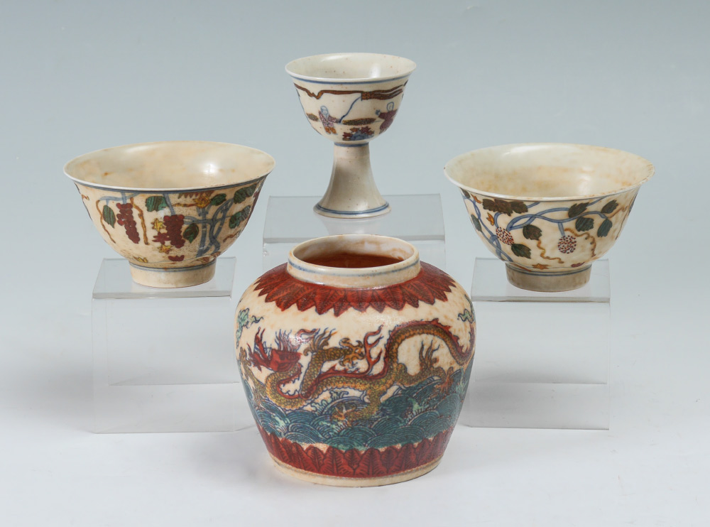 Appraisal: PIECE CHINESE POLYCHROME DECORATED PORCELAINS pieces total to include -