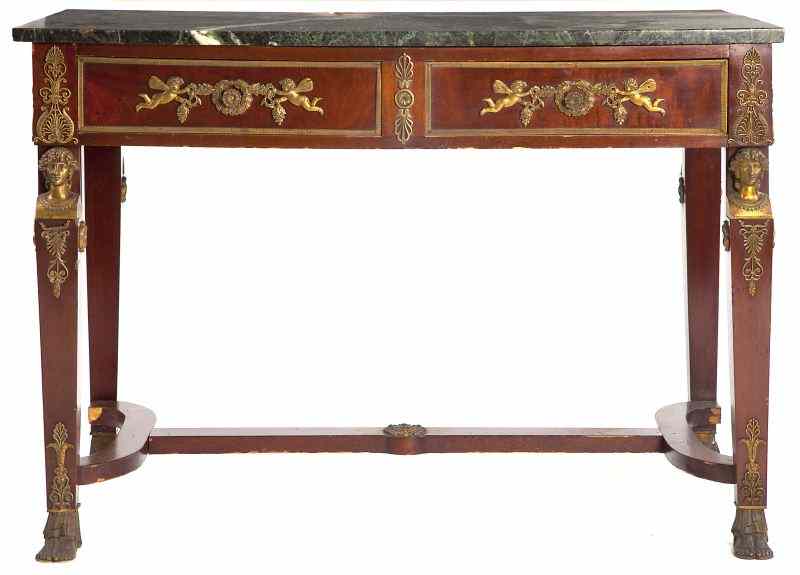 Appraisal: French Empire Style Marble Top Deskearly th century mahogany and