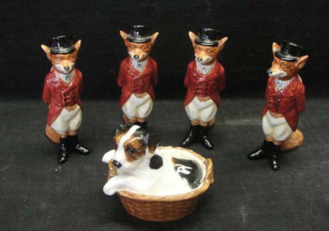 Appraisal: ROYAL DOULTON Animal Figurines Foxes a Dog From a Pleasantville