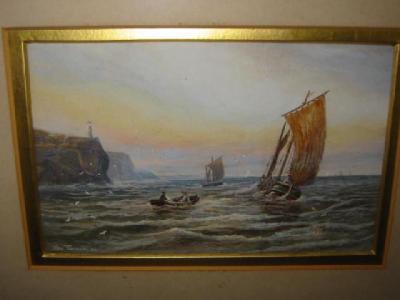 Appraisal: GEORGE TURNER th th Century Fishing Boats off the Coast