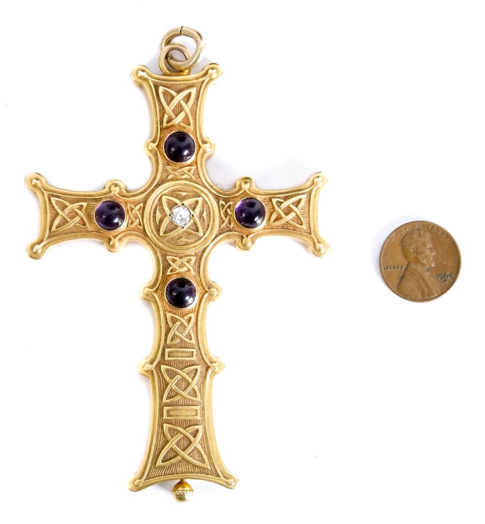 Appraisal: RARE CUSTOM GORHAM K YG BISHOPS' PECTORAL CROSSRare Gorham k