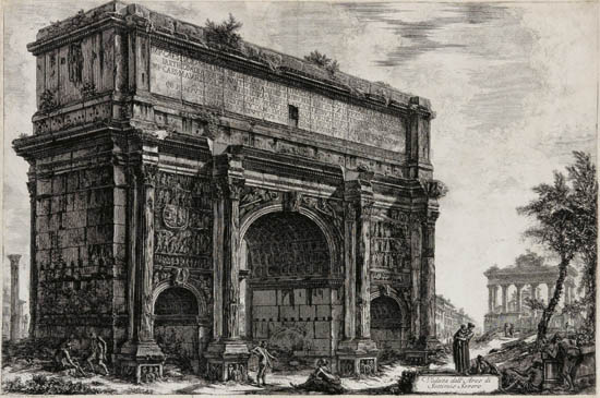 Appraisal: GIOVANNI B PIRANESI Veduta dell'Arco di Settimio Severo Etching x