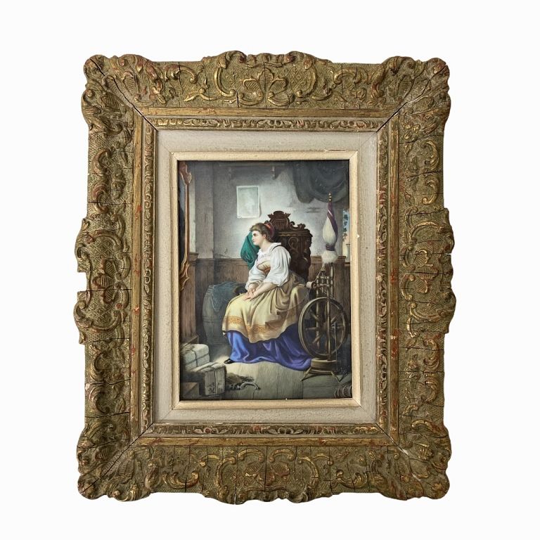 Appraisal: French Porcelain Plaque French Porcelain Plaque Tile In a Carved