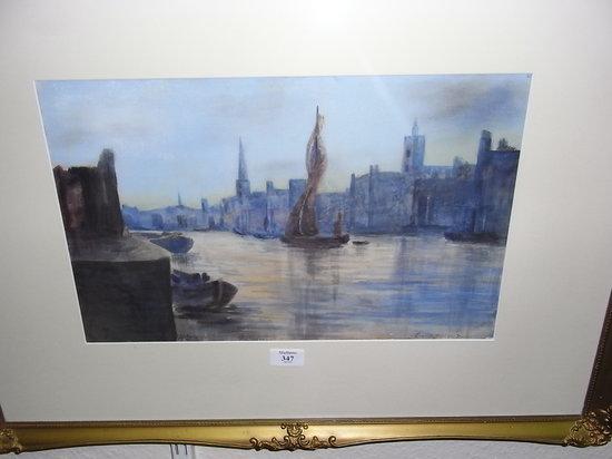 Appraisal: HENRY SIMPSON British - 'London from the Docks' initialled and