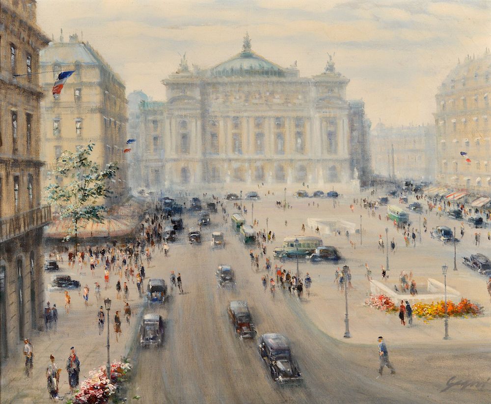 Appraisal: Paul Gagni 'Place de L'Opera Paris' Oil Painting Paul Gagni