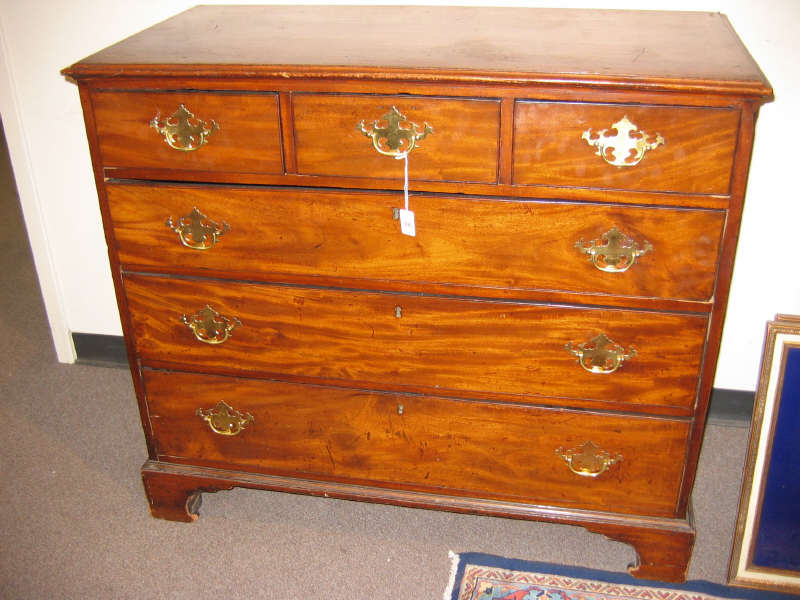 Appraisal: ENGLISH GEORGE III MAHOGANY CHEST OF DRAWERS Rectangular top over