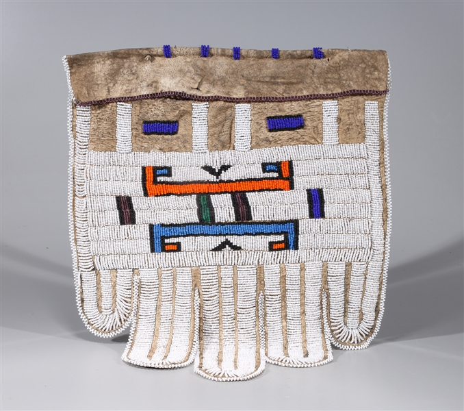 Appraisal: Antique Ndebele Tribe beaded leather apron with plastic mount overall