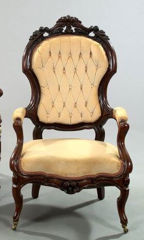 Appraisal: American Rococo Revival Rosewood Parlor Armchair third quarter th century