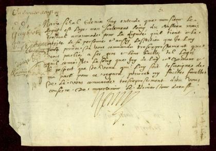 Appraisal: piece Letter Signed Henri III King of France - August