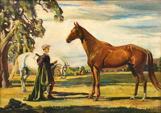 Appraisal: D J HELLIER circa s Phar Lap And Tommy Woodcock