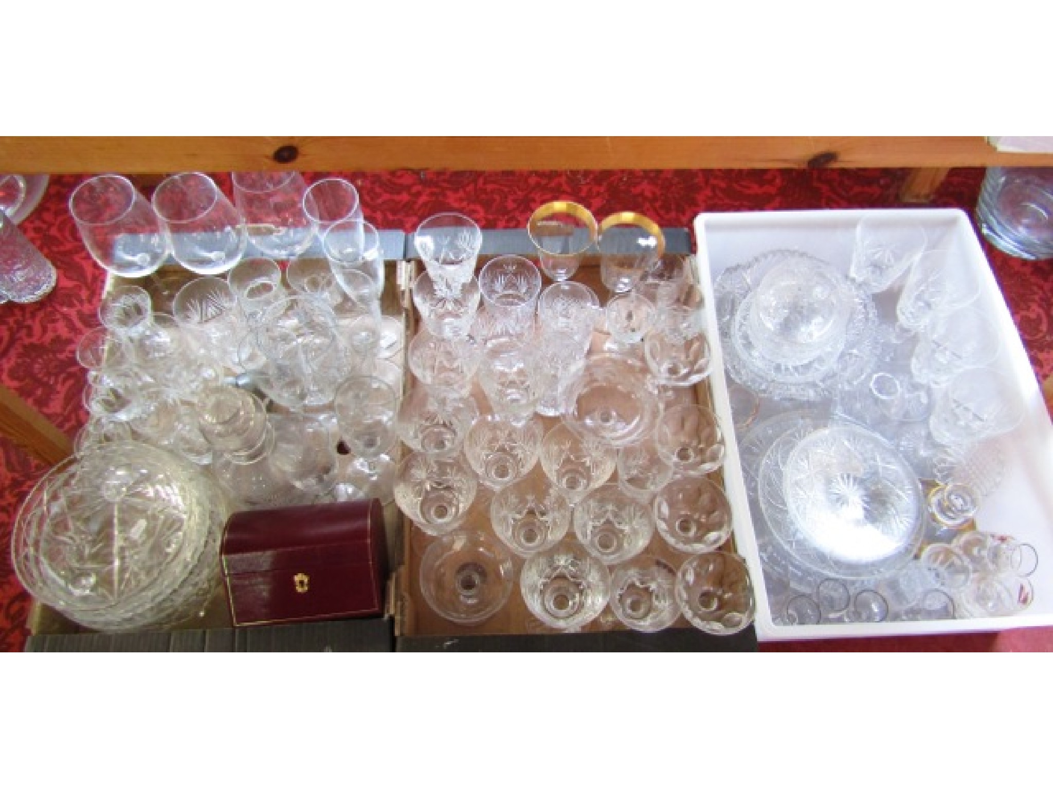 Appraisal: A mixed quantity of various clear cut glass drinking glasses