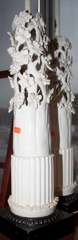 Appraisal: Pair of white ceramic lamps Estimate - All property is