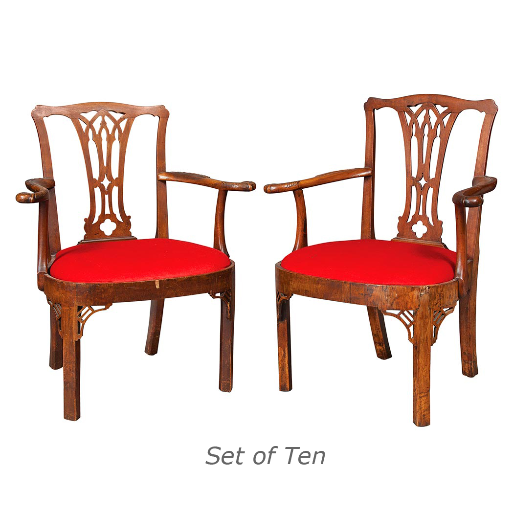 Appraisal: Set of Ten George III Mahogany Armchairs Possibly Irish Each