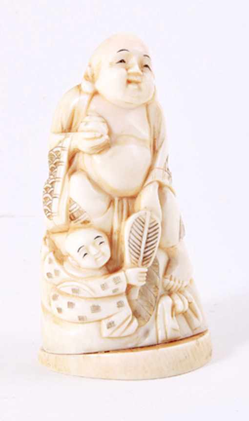 Appraisal: Japanese carved ivory okimono Meiji period th century figure of