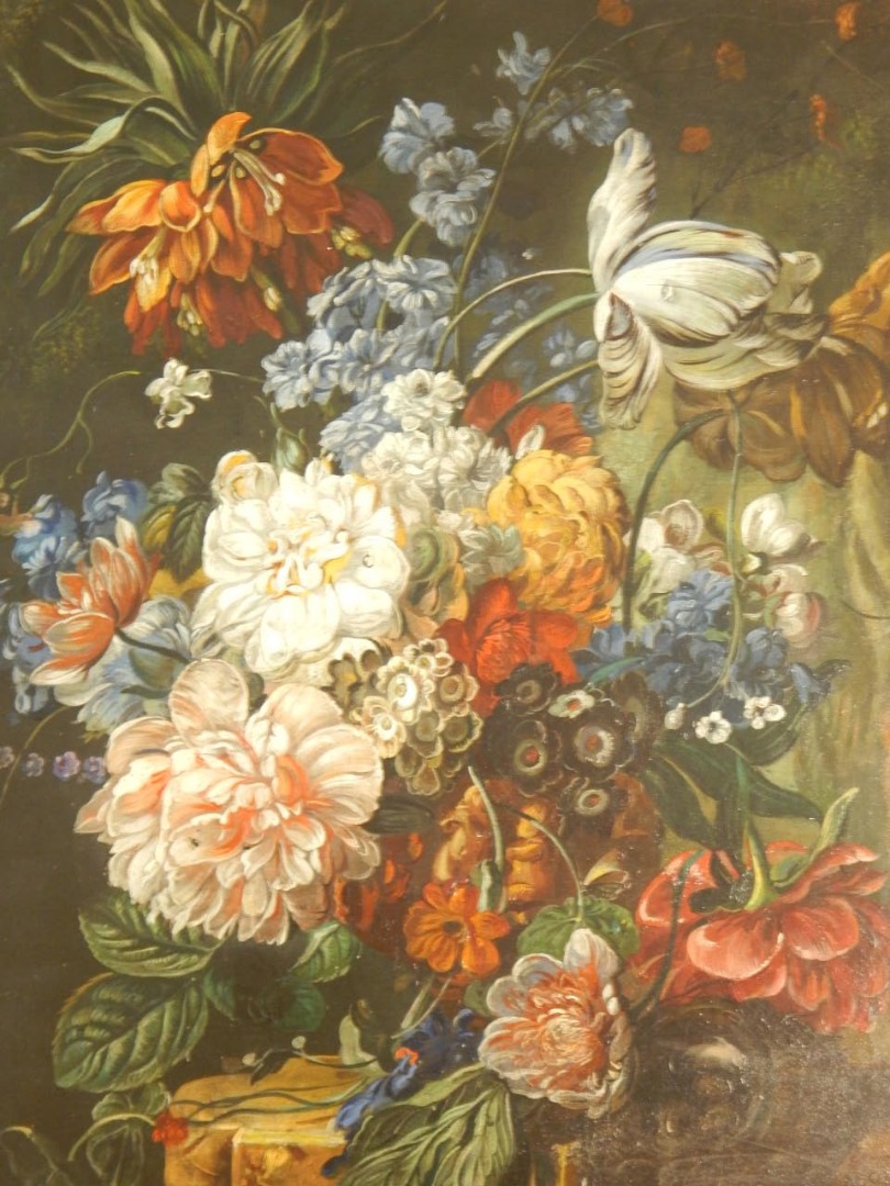 Appraisal: J V B Still life with flowers oilograph on board