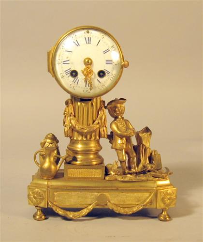 Appraisal: French gilt bronze desk clock early th century The circular