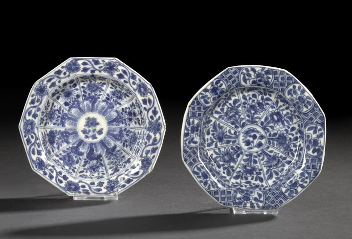 Appraisal: Two Chinese Export Blue and White Porcelain Saucer Dishes Kangxi