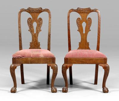 Appraisal: Pair Chippendale carved side chairs each mahogany with carved crest