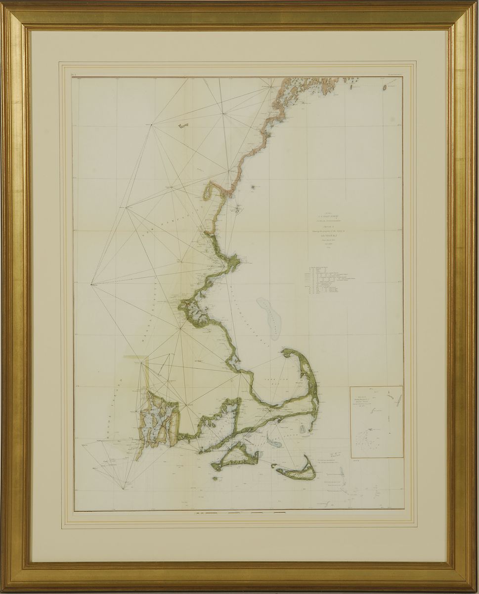 Appraisal: FRAMED U S COAST SURVEY CHART Dated The coasts of