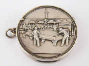 Appraisal: A silver disc shaped vesta case the face featuring a