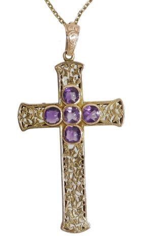 Appraisal: Estate kt gold tested cross pendant in the style of