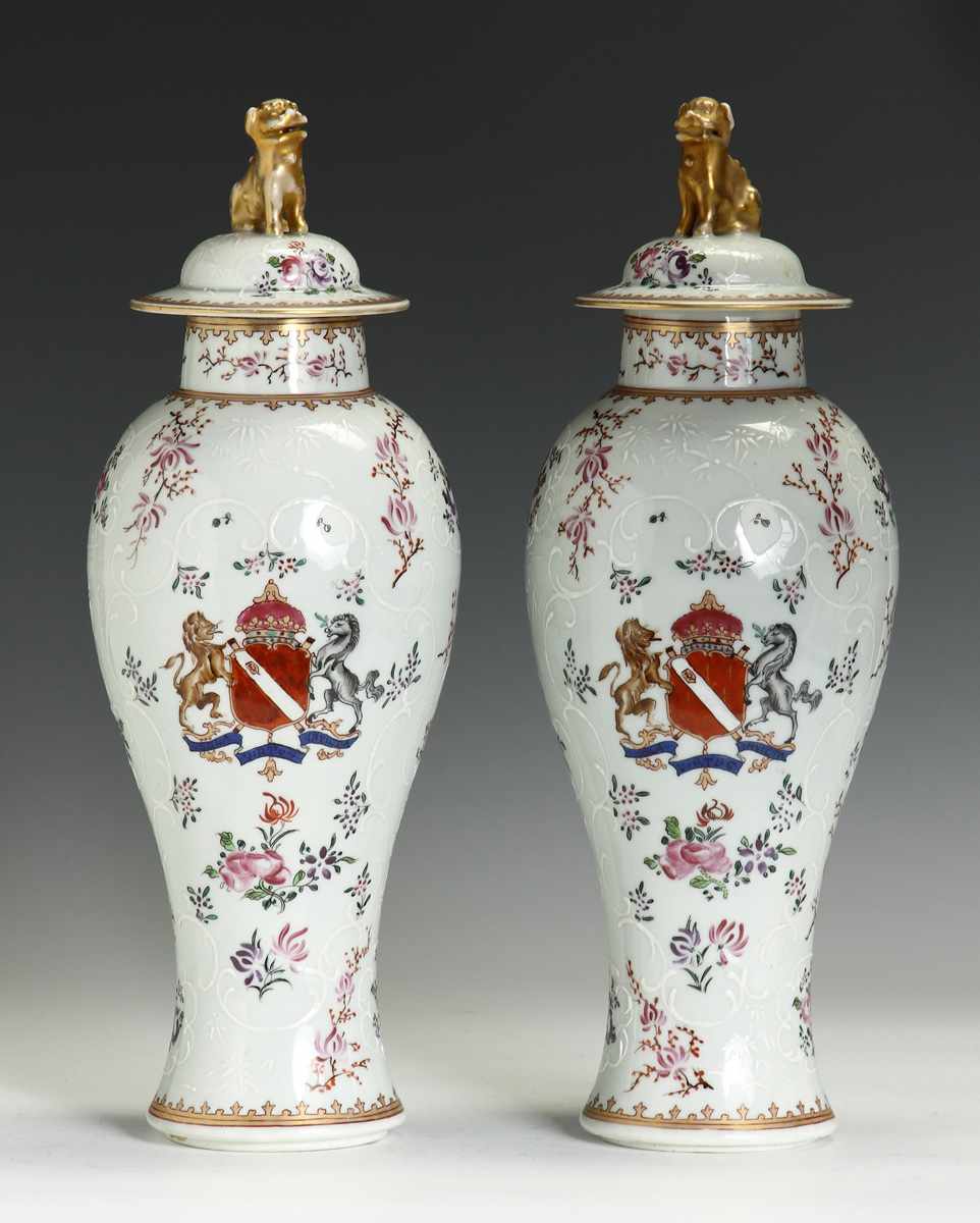 Appraisal: Chinese Export Covered Vases w Coat of Arms th cent