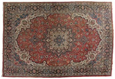 Appraisal: Tabriz rug ornate central medallion with ivory and olive highlights