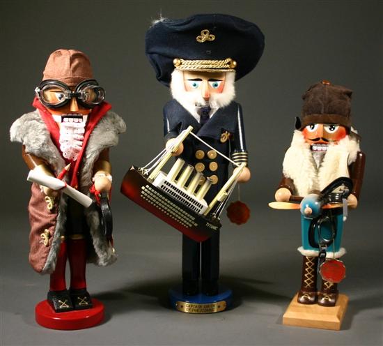 Appraisal: Three German Steinbach Nutcrackers - two pilots and Captain of