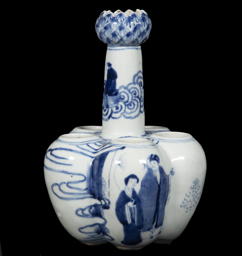 Appraisal: CHINESE MULTI-MOUTH VASE Chinese Blue White Porcelain Conjoined Vase with