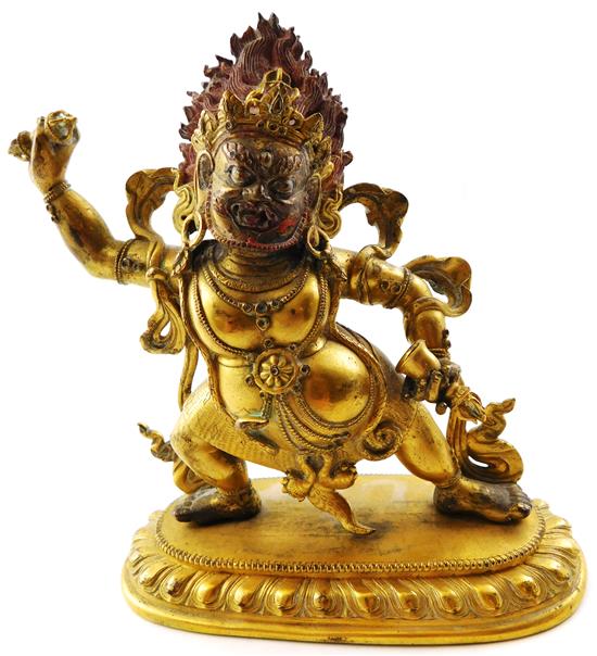 Appraisal: ASIAN th th C Tibetan bronze sculpture of one of