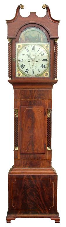 Appraisal: Good mahogany eight day longcase clock the painted arched dial