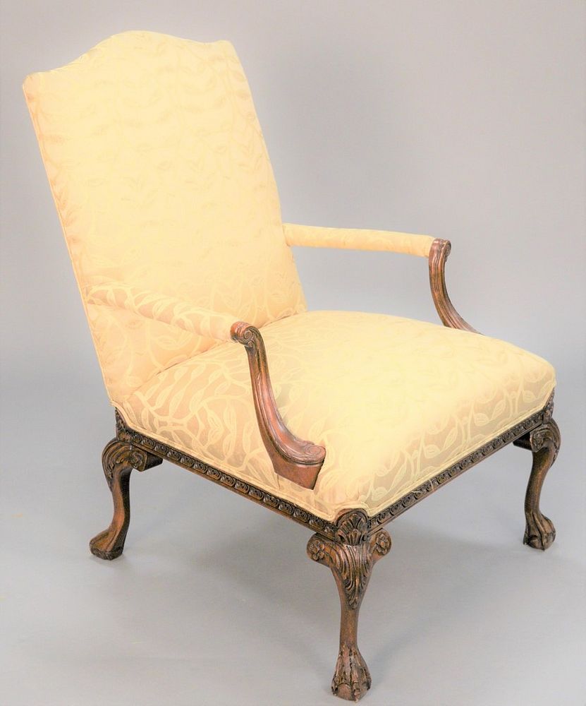 Appraisal: Contemporary Georgian-style upholstered armchair ht wd Estate of Marilyn Ware