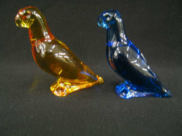 Appraisal: Baccarat Colored Crystal Bird Figurines blue topaz