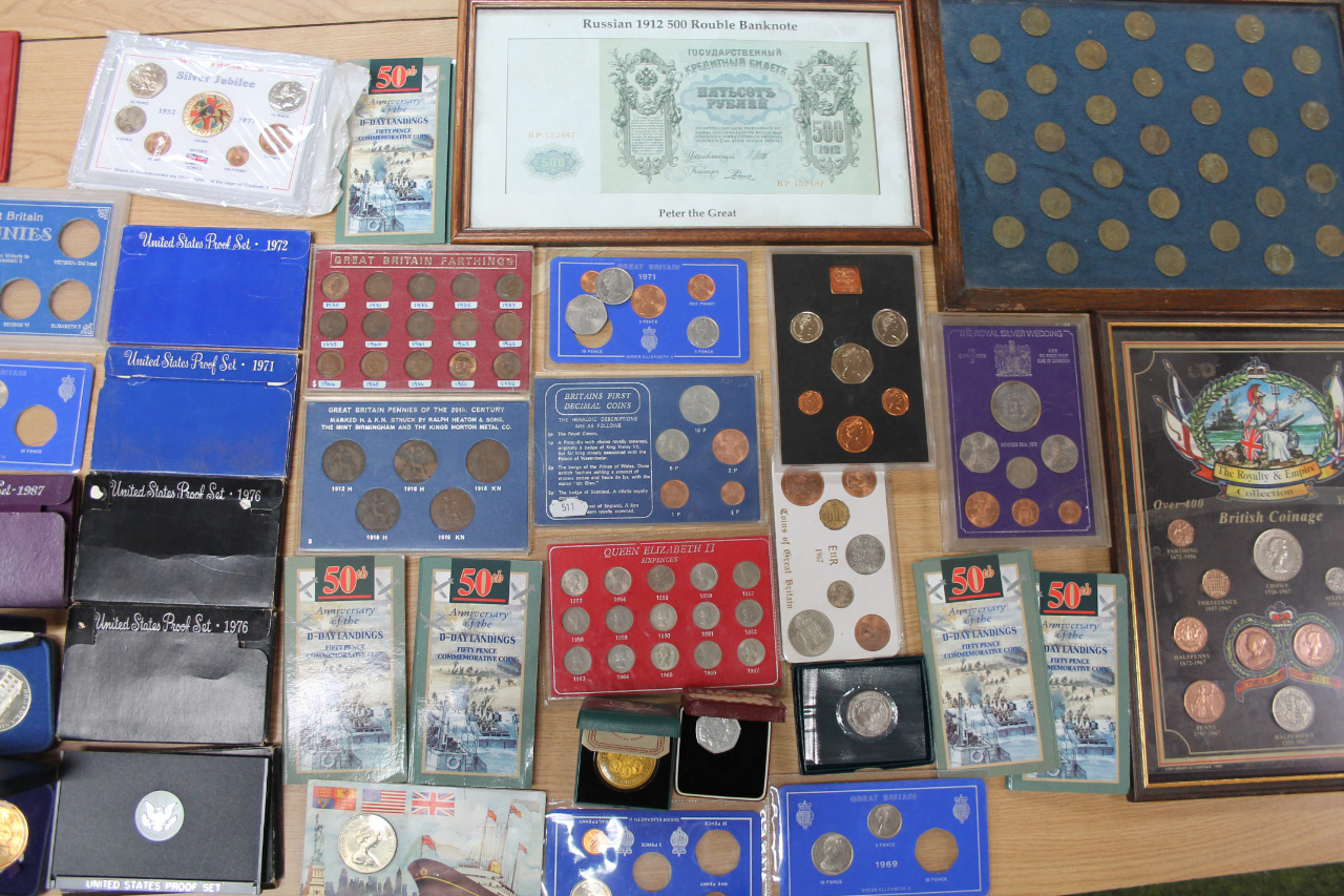 Appraisal: Various coins coin sets etc to include half crown sets