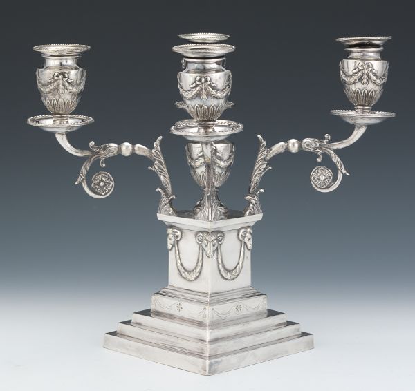 Appraisal: GORHAM FRENCH EMPIRE STYLE SILVER PLATED CANDELABRUM - x -