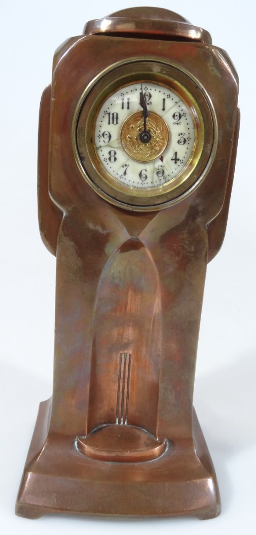 Appraisal: A late thC Tudric style Art Nouveau copper mantel clock