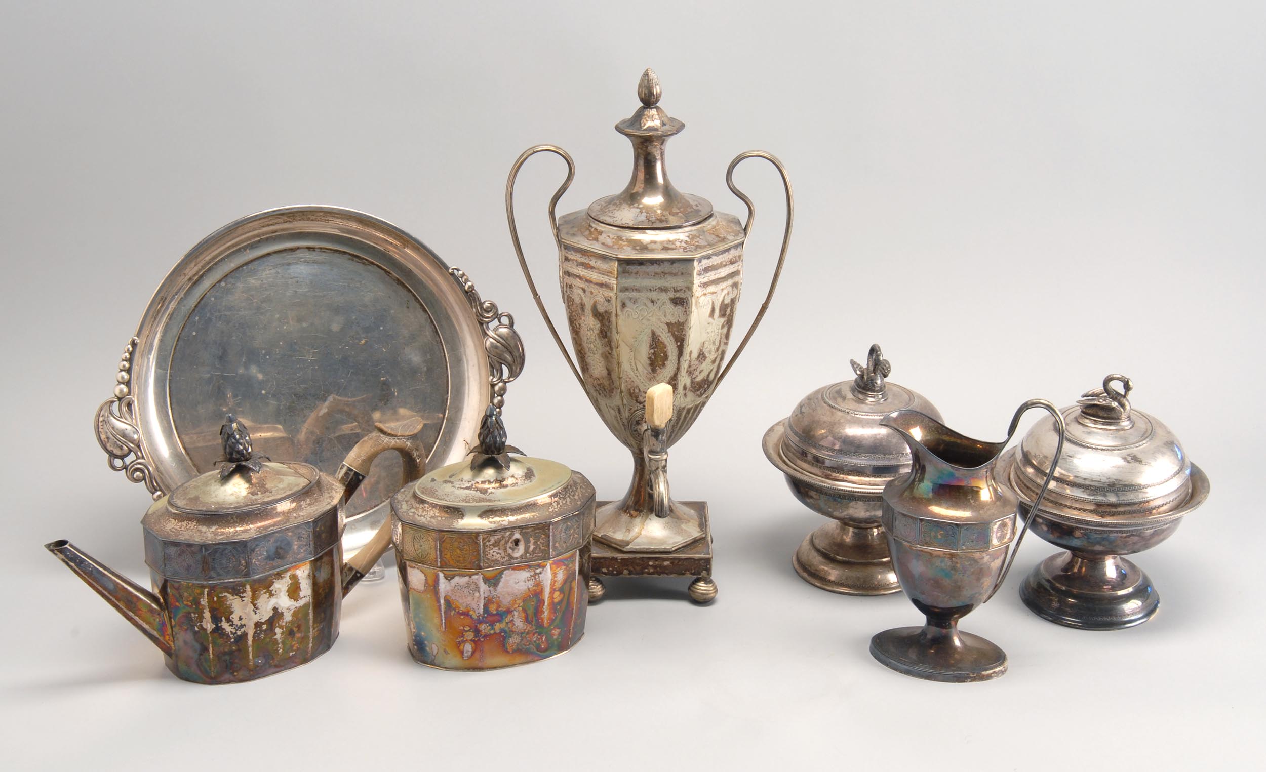 Appraisal: SEVEN PIECES OF SILVER PLATED HOLLOWWARE by various makers Includes