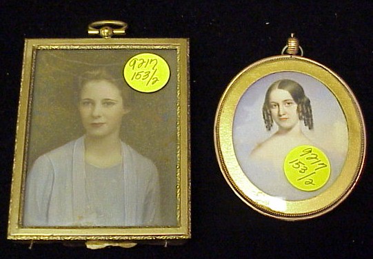 Appraisal: Two watercolor miniature portraits one square th C the other